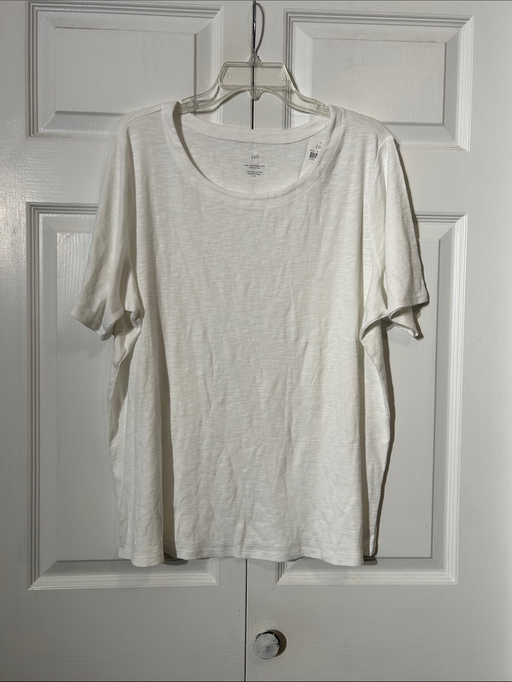 NWT J. Jill White Pima Slub Scoop Neck Short Sleeve Tee Side Slit Size 2X